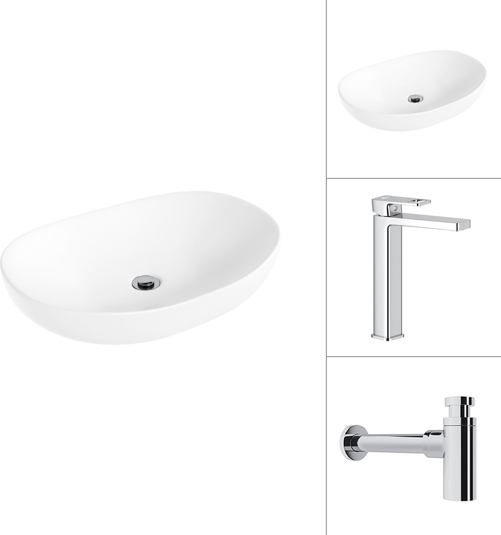 Умывальник Lauter 21502 + Cascade 21СК0655C с сифоном 21635CH (хром)