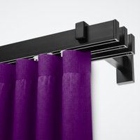 Карниз для штор Sundays Home Флэт Лайн Изи тройной (составной, заглушка, черный матовый, 3.2м)