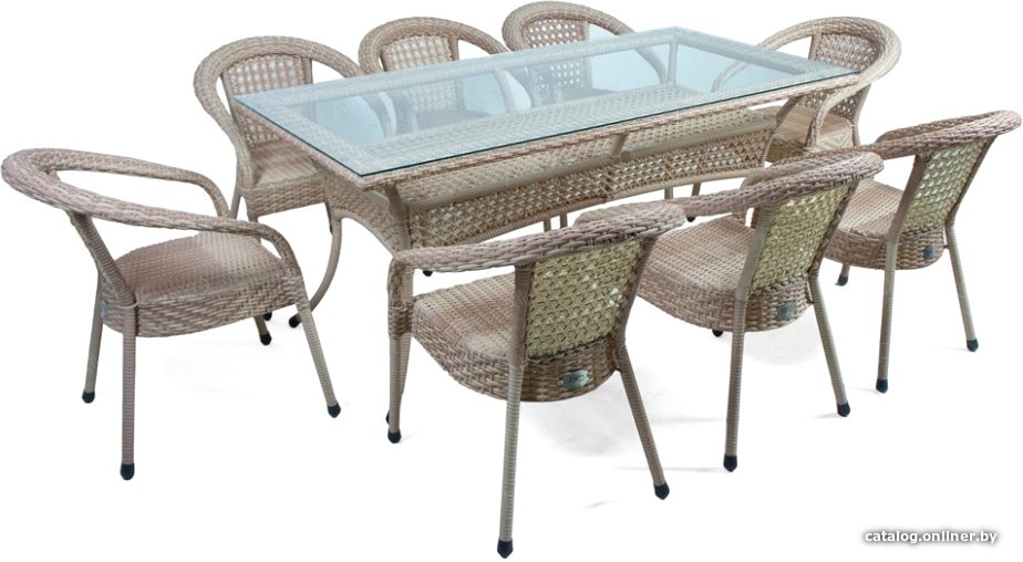 Садовая обеденная группа Aiko Rattan Deco 8 (бежевый)