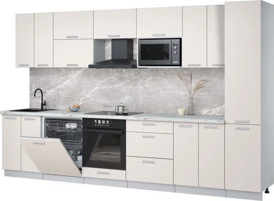 

Готовая кухня Интерлиния Мила Лайт 3.4-ПМ2 (персидский жемчуг/персидский жемчуг/серый каспий)