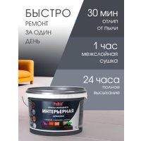 Краска Palizh Акриловая интерьерная моющаяся 3.3 кг (графит)