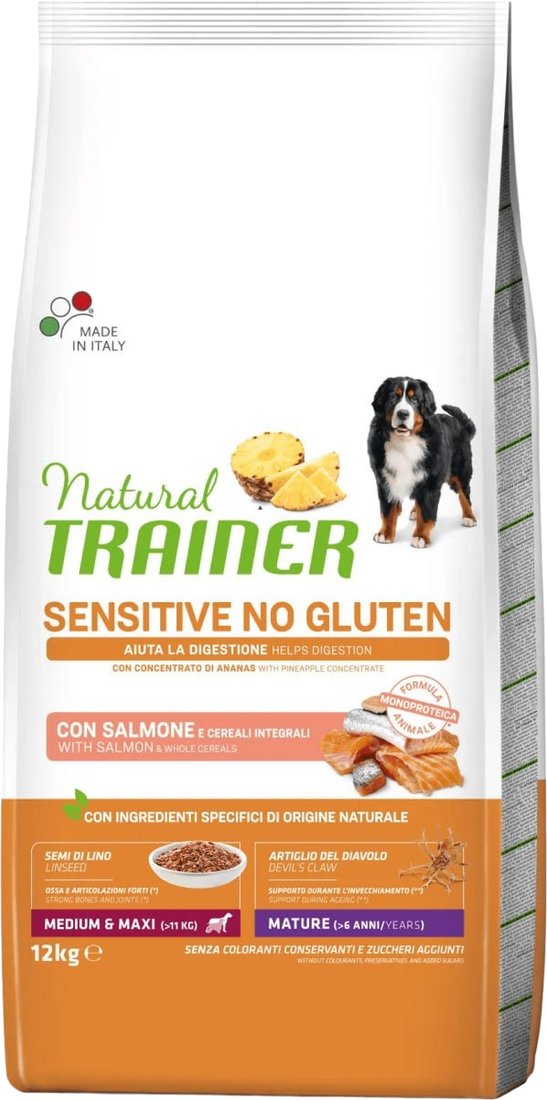 

Сухой корм для собак Trainer Sensitive No Gluten (для средних и крупных пород с лососем) 12 кг