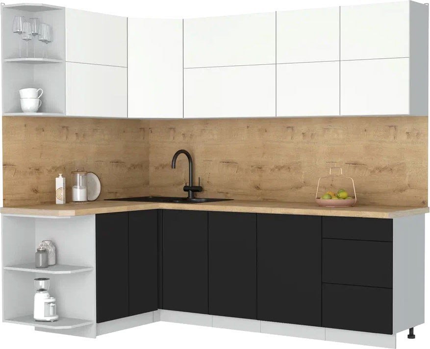 

Кухонный модуль Интерлиния Мила Матте 1.5x2.4 А (белый/черный/дуб бунратти)