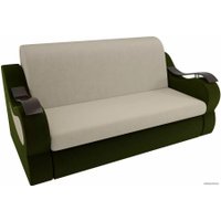 Диван Лига диванов Меркурий 100343 160 см (микровельвет, бежевый/зеленый)