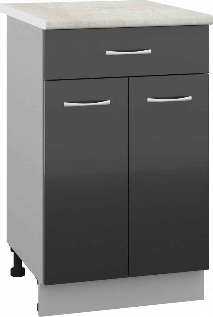 

Шкаф напольный Кортекс-мебель Корнелия Лира НШ50р1ш (черный/королевский опал)