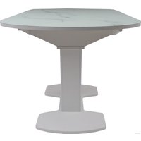 Кухонный стол Аврора Корсика фотопечать 120-151.5x80 (мрамор белый 2/белый матовый)