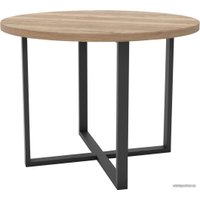 Кухонный стол Hype Mebel Раунд раздвижной 80x80 (черный/дуб галифакс натуральный)