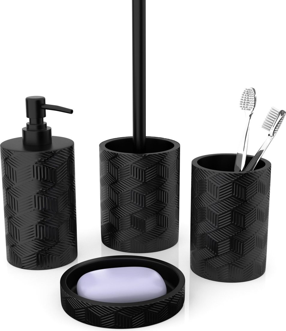 

Аксессуары для ванной и туалета FORA Delicate Black (4 предмета)