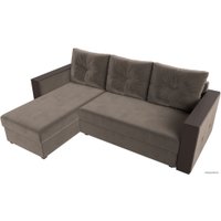 Угловой диван Лига диванов Валенсия Лайт левый (велюр, коричневый)
