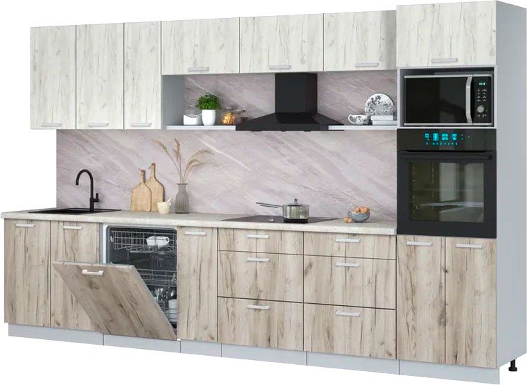 

Готовая кухня Интерлиния Мила Лайт 3.5-ПМ1-2 (дуб белый/дуб серый/опал светлый)