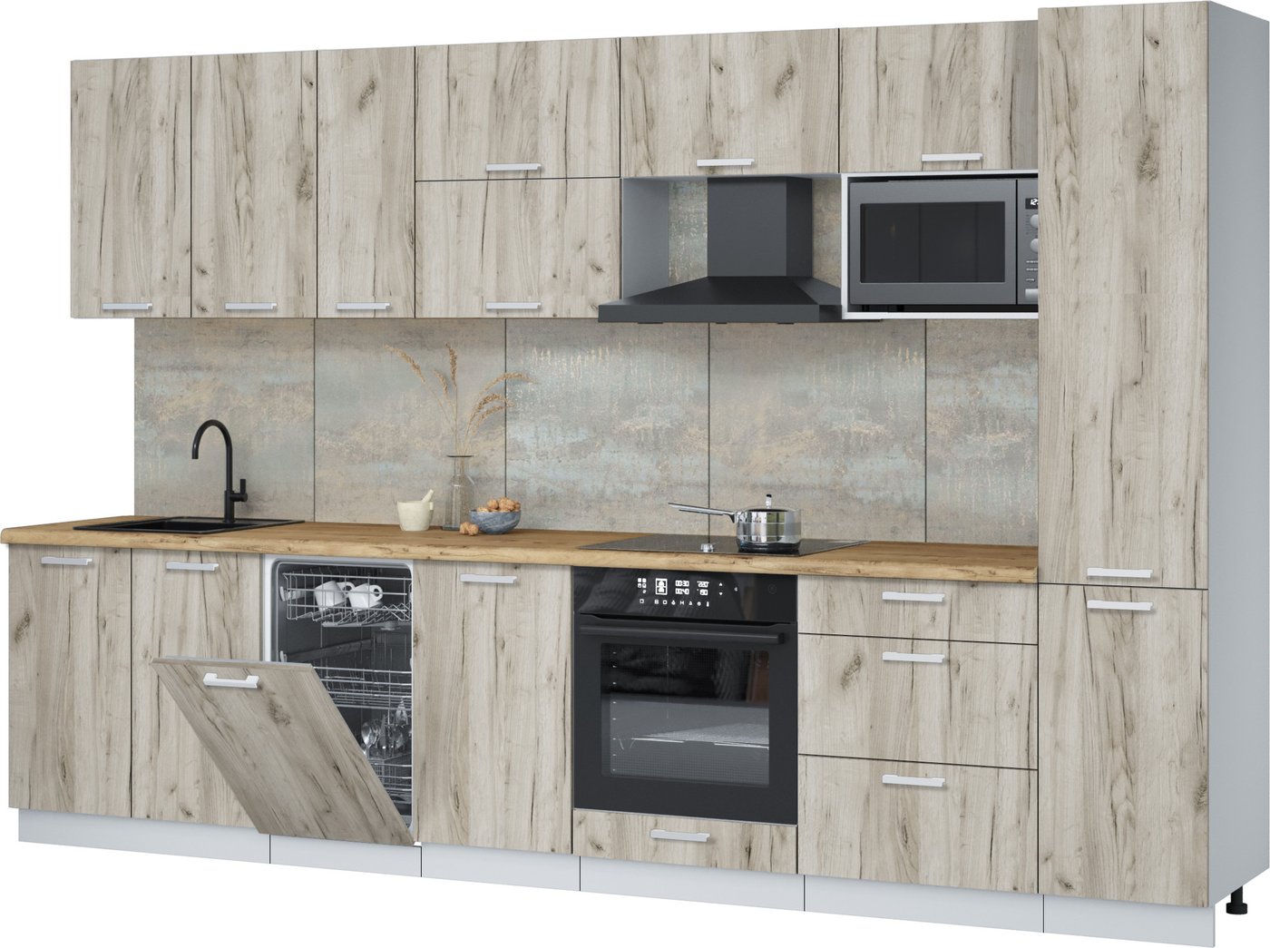 

Готовая кухня Интерлиния Мила Лайт 3.3-ПМ4 (дуб серый/дуб серый/дуб бунратти)