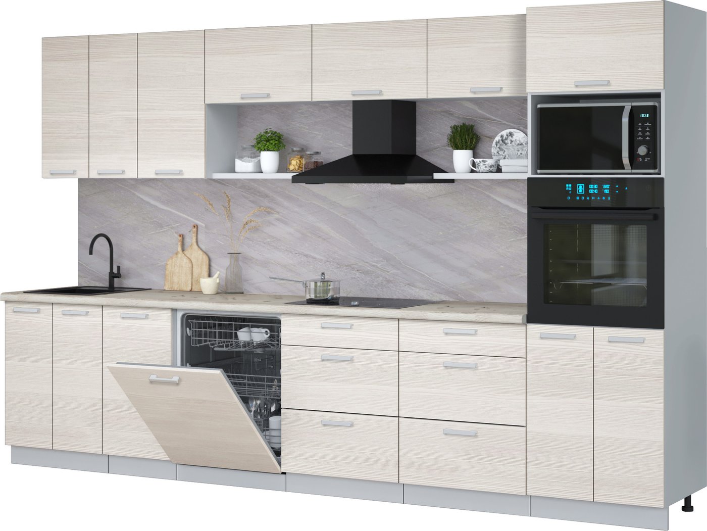 

Готовая кухня Интерлиния Мила Лайт 3.4-ПМ1-2 (вудлайн кремовый/вудлайн кремовый/бискайская сосна)