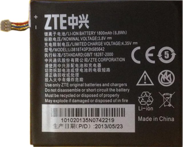 

Аккумулятор для телефона Копия ZTE Li3818t43p3h585642