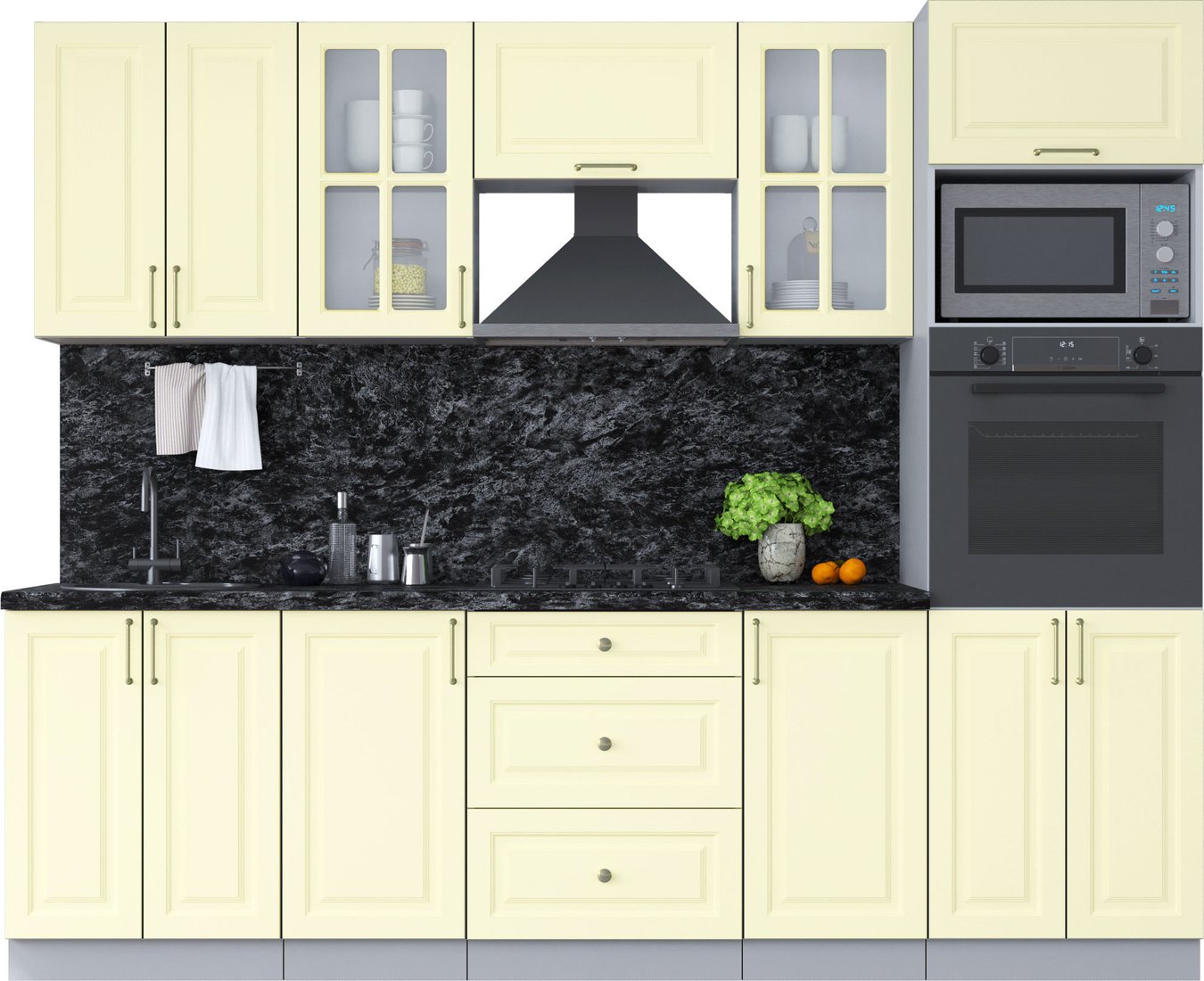 

Готовая кухня Интерлиния Мила Шато 2.6В (слоновая кость/слоновая кость/кастилло темный)