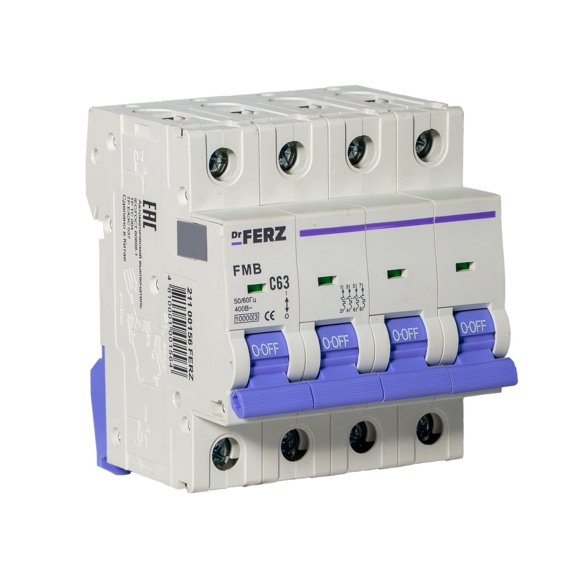 

Выключатель автоматический Dr.Ferz FMB-C 10kA 4P 63 C 21100156FERZ