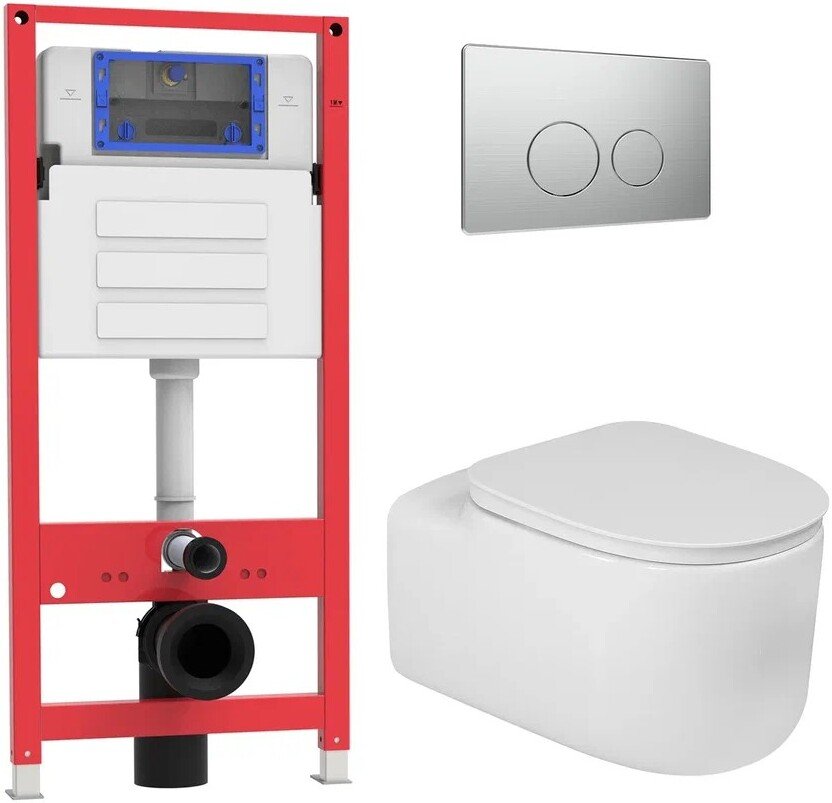 

Унитаз подвесной Oliveeka OL-MQ-003 + OL-G27 + OL-R22-BN (никель матовый)