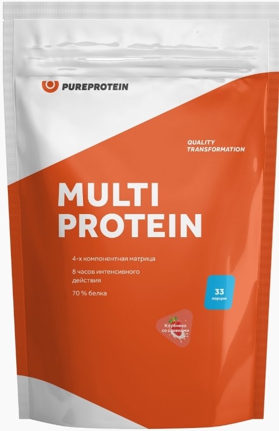 

Протеин сывороточный (изолят) Pureprotein Multi Protein (1000 г, клубника со сливками)