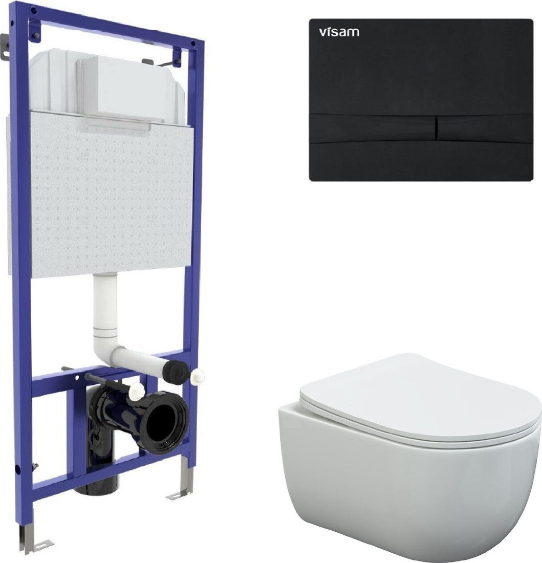 Унитаз подвесной Berges Wasserhaus Ventas Rimless + Visam Slim 525 EX-043344 (с кнопкой)