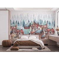 Фотообои ФабрикаФресок Акварельные Домики для детей 124265 (400x265)