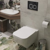 Унитаз подвесной Roxen Boro One Rimless 6 в 1 StounFix Dual Fresh 545698 (кнопка: черный матовый)