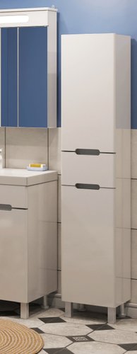 Runo Шкаф-пенал для ванной Парма 35 правый с корзиной (напольный/подвесной)