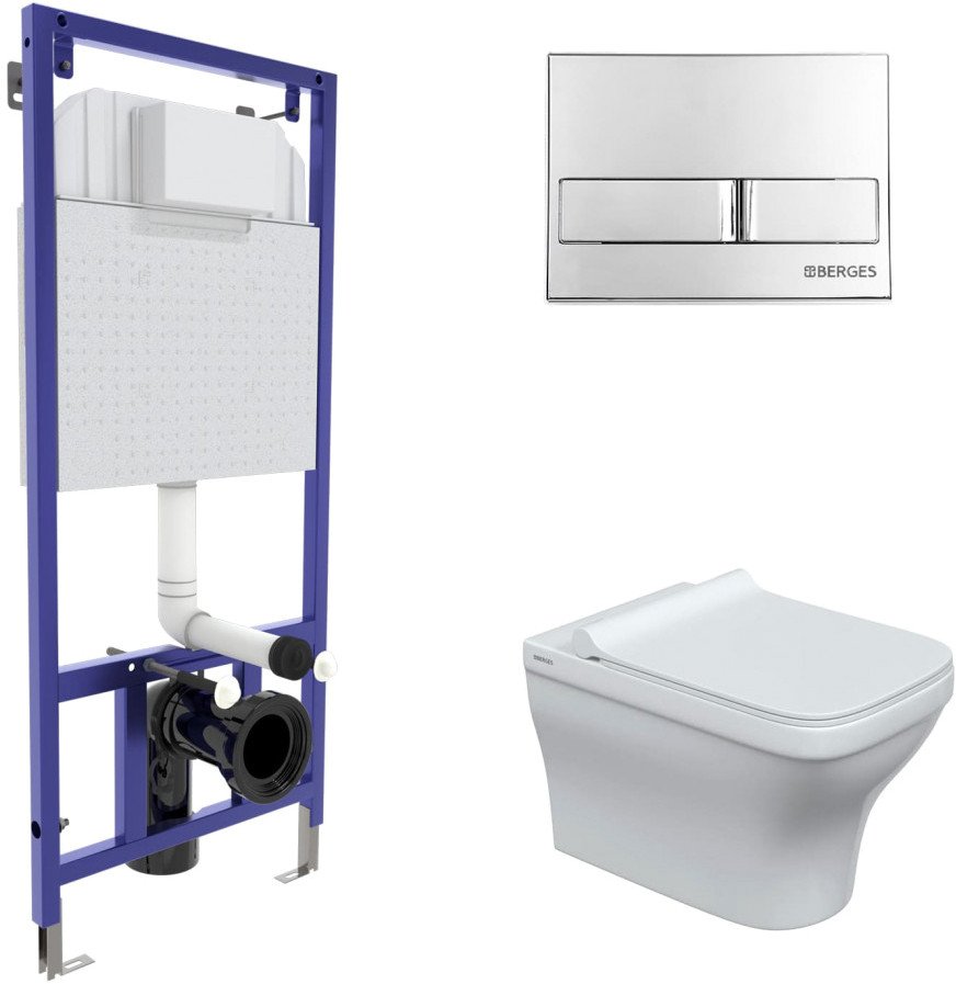 

Унитаз подвесной Berges Wasserhaus Strati Rimless + Strati Slim SO + Novum 525 + L3 042448