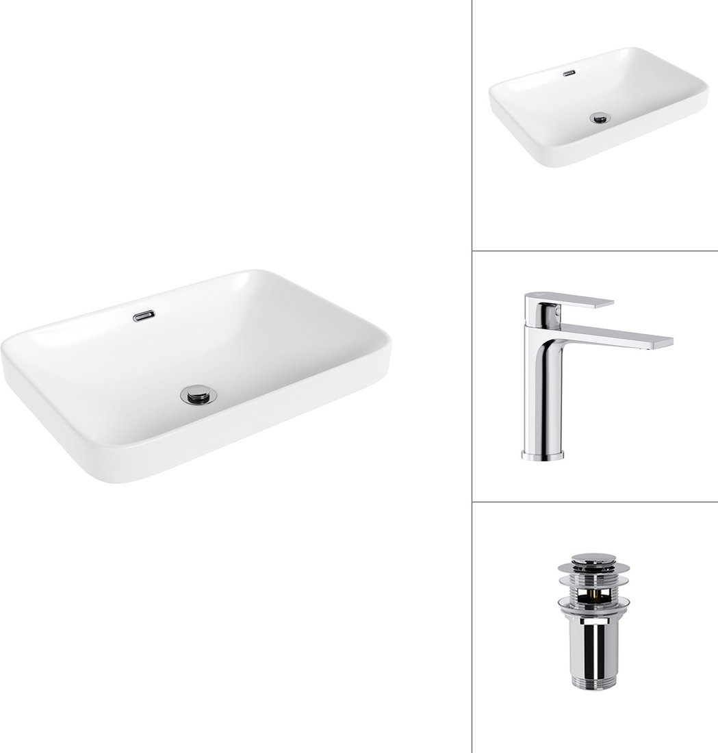 

Умывальник Lauter 21441B + Reef 21CK678C с донным клапаном 21190CH (хром)