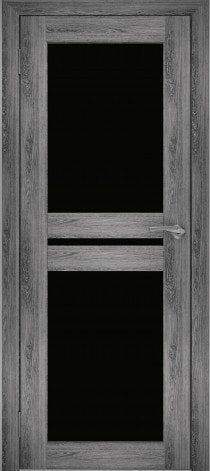 Межкомнатная дверь Юни Амати 19 (ч) 60x200 (дуб шале-графит/черное стекло)