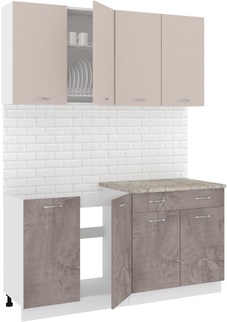 

Готовая кухня Кортекс-мебель Корнелия Лира-лайт 1.6м (капучино/оникс/марсель)