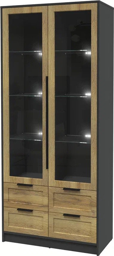 

Шкаф-витрина Интерлиния Концепт Тренд КТ-ШВ2 с подсветкой (антрацит/дуб вотан)