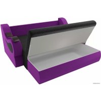 Диван Лига диванов Меркурий 100348 160 см (микровельвет, черный/фиолетовый)