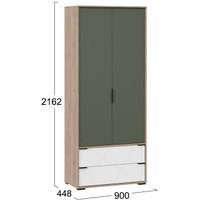 Шкаф распашной Трия Лео ТД-410.07.22 (гикори джексон/белый матовый/дымчатый зеленый)