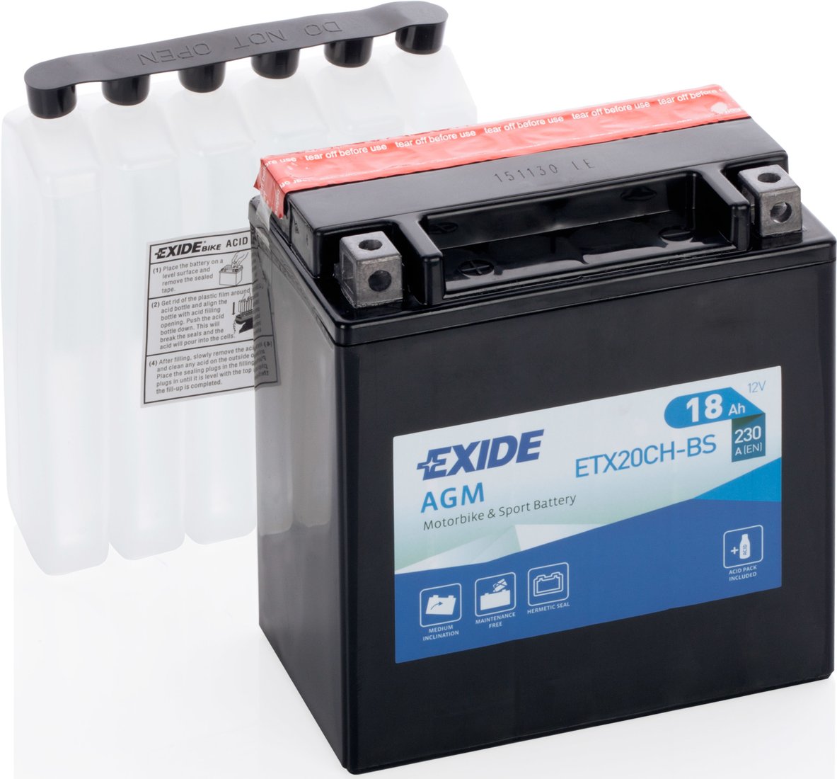 

Мотоциклетный аккумулятор Exide ETX20CH-BS (18 А·ч)