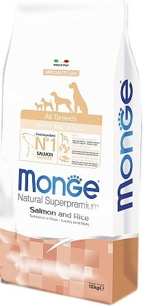 Monge All Breeds Puppy & Junior Salmone and Rice 12 кг