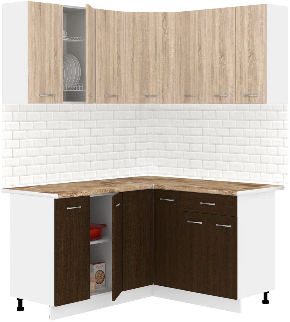 

Готовая кухня Кортекс-мебель Корнелия Лира 1.5x1.4 (дуб сонома/венге/мадрид)