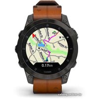 Умные часы Garmin Epix Sapphire Gen 2 (черный титан/каштановый кожа)