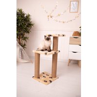 Когтеточка Kogti 3 этажа (бежевый с лапками)