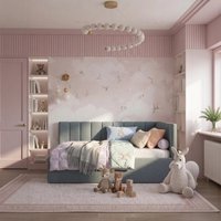 Кровать Лига диванов Лига-128 90 137806 (рогожка Амур 07 серый)