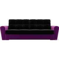 Диван Лига диванов Амстердам 100037 (микровельвет, черный/фиолетовый)