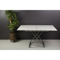 Стол-трансформер Levmar Apollo D95/S59 (белый мрамор/серебро)