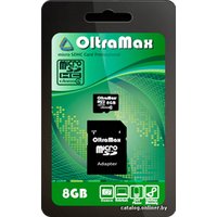 Карта памяти OltraMax microSDHC Class 4 8GB + адаптер