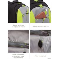 Школьный рюкзак Grizzly RD-242-4/1 (черный/салатовый)