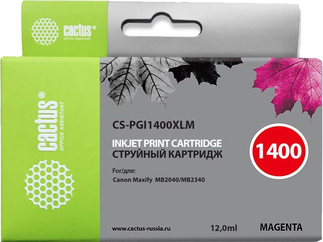 

Картридж CACTUS CS-PGI1400XLM (аналог Canon PGI-1400XL M)