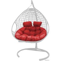 Подвесное кресло M-Group Для двоих Люкс 11510106 (белый ротанг/красная подушка)
