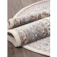 Ковер для жилой комнаты Merinos Valencia Deluxe F014-OVAL-CREAM-L.BLUE (1.5х2.3)