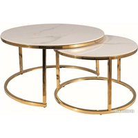 Журнальный столик Signal Portafino A 60 см (2 шт, белый/золотой)