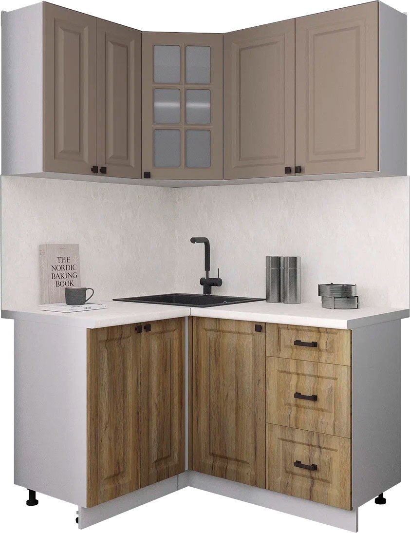 

Готовая кухня Интерлиния Мила Деко 1.2x1.4 (дуб вотан/луна/опал светлый)