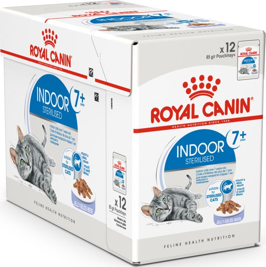 Консервированный корм для кошек Royal Canin Indoor Sterilised 7+ in Jelly кусочки в желе 12x85 г