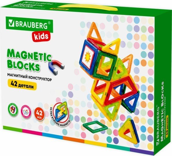 

Магнитный конструктор BRAUBERG 663846 Kids Magnetic Big Blocks-42