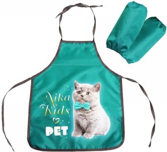 Фартук Nika ФН2/И (рисунок с котенком, изумрудный)